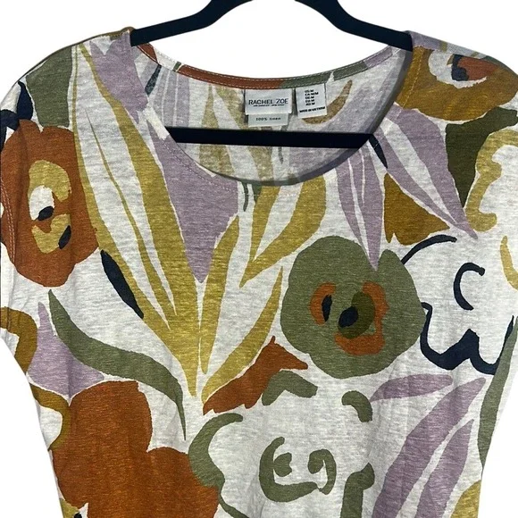 Rachel Zoe Women's Relaxed Floral Cap Sleeve Blouse Medium - Picture 3 of 9